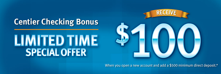 Centier Bank $100 Checking Bonus [IN]