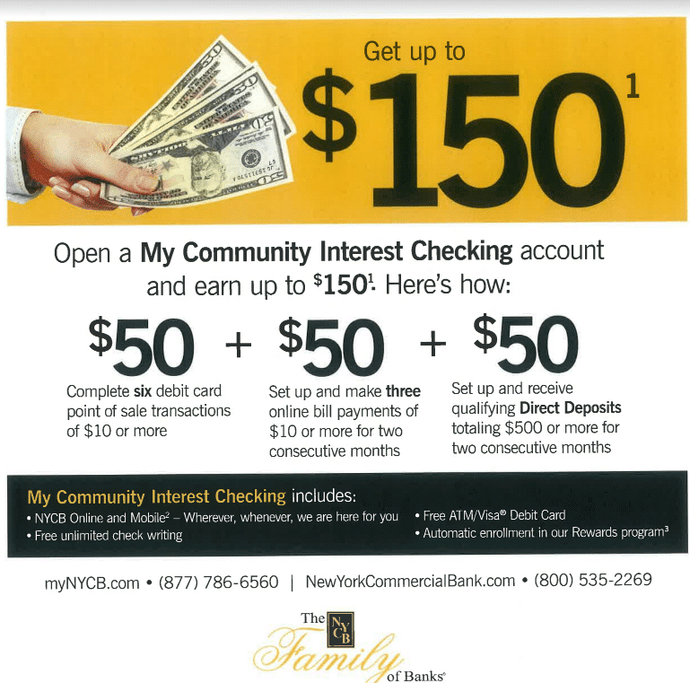 New York Community Bank $150 Checking Bonus