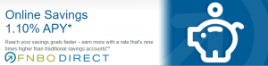 FNBO Direct Online Savings Account: Earn 1.10% APY Rate [NE, CO, IL, IA, KS, SD, TX]