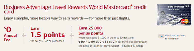 Bank of America Business Advantage Travel Rewards World Mastercard