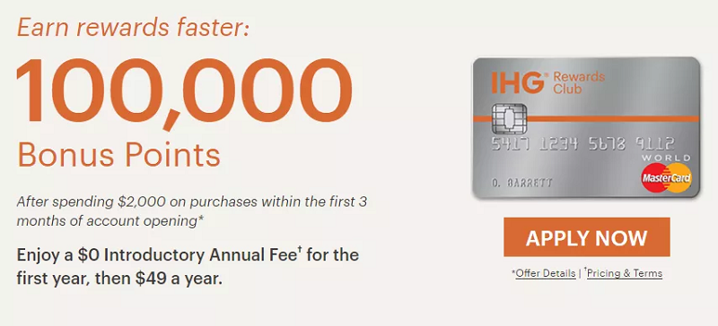 Chase IHG Rewards Club Select Credit Card 100,000 Points Deal