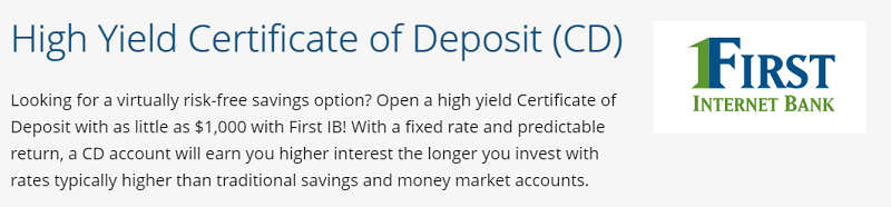 First Internet Bank 3-Month Certificate of Deposit