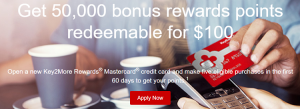 KeyBank Key2More Rewards Credit Card 50K Bonus Points + Monthly Bonuses up to 50% + No Annual Fee