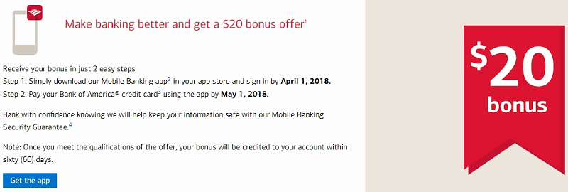 Bank of America Mobile Banking App Offer