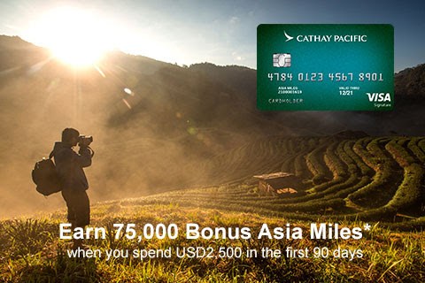 Cathay Pacific Visa Signature Credit Card 75,000 Asia Miles Bonus + No Foreign Transaction Fees (Targeted)