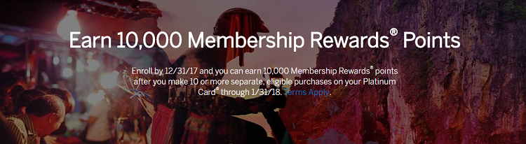 Amex Platinum: Make 10 Purchases, Earn 10K Membership Rewards (Targeted)