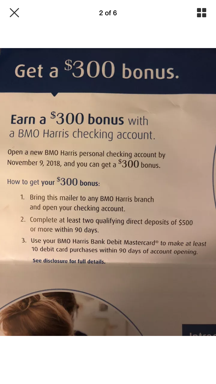 BMO Harris Bank 300 Checking Bonus [AZ, FL, IL, IN, KS, MN, MO, WA, WI]