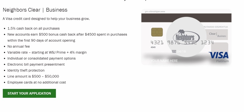 Neighbors Federal Credit Union Business Visa Platinum Card