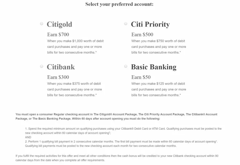 Citi $700 Checking Promotion