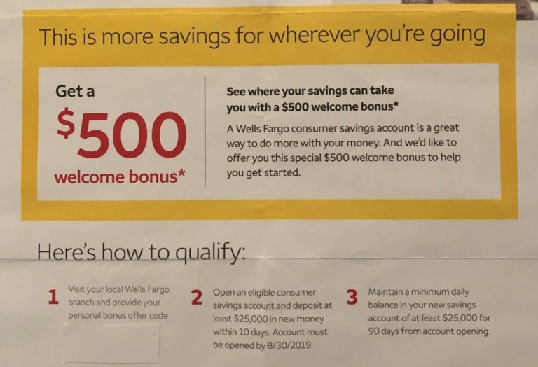Wells Fargo 500 Savings Bank Deal Guy