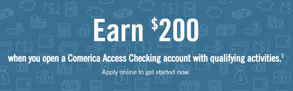 Comerica Bank $200 Checking Bonus